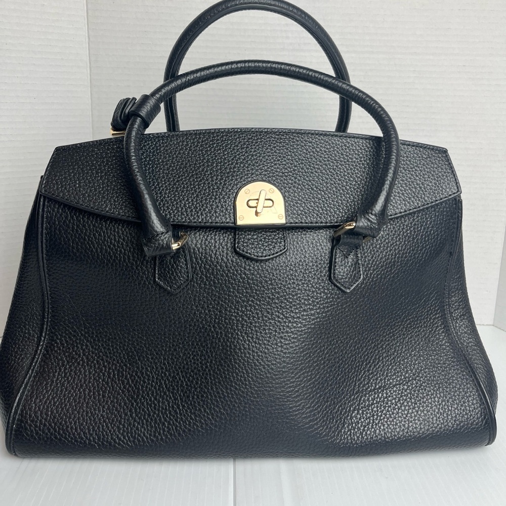 INZI faux pebbled leather bag satchel black